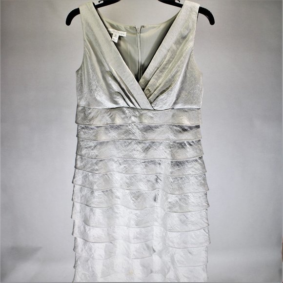 London Times Dresses & Skirts - London Time | Silver Layered Ruffle Dress
